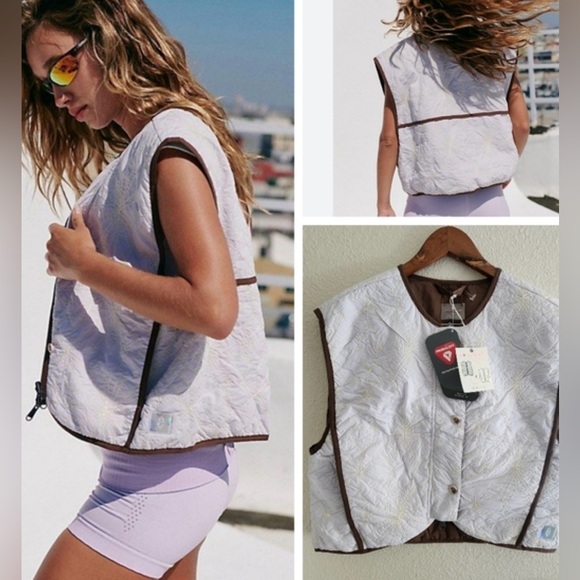 Free People Jackets & Blazers - Free People Kacie Reversible White and Brown Vest size small 🆕